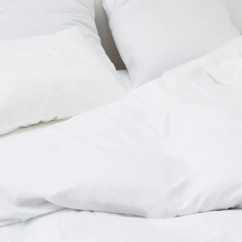 Parure de lit en percale de coton lavé 300 fils • Blanc