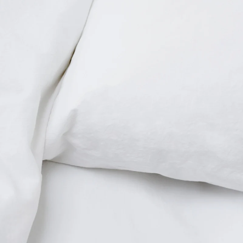 Parure de lit en percale de coton lavé 300 fils • Blanc
