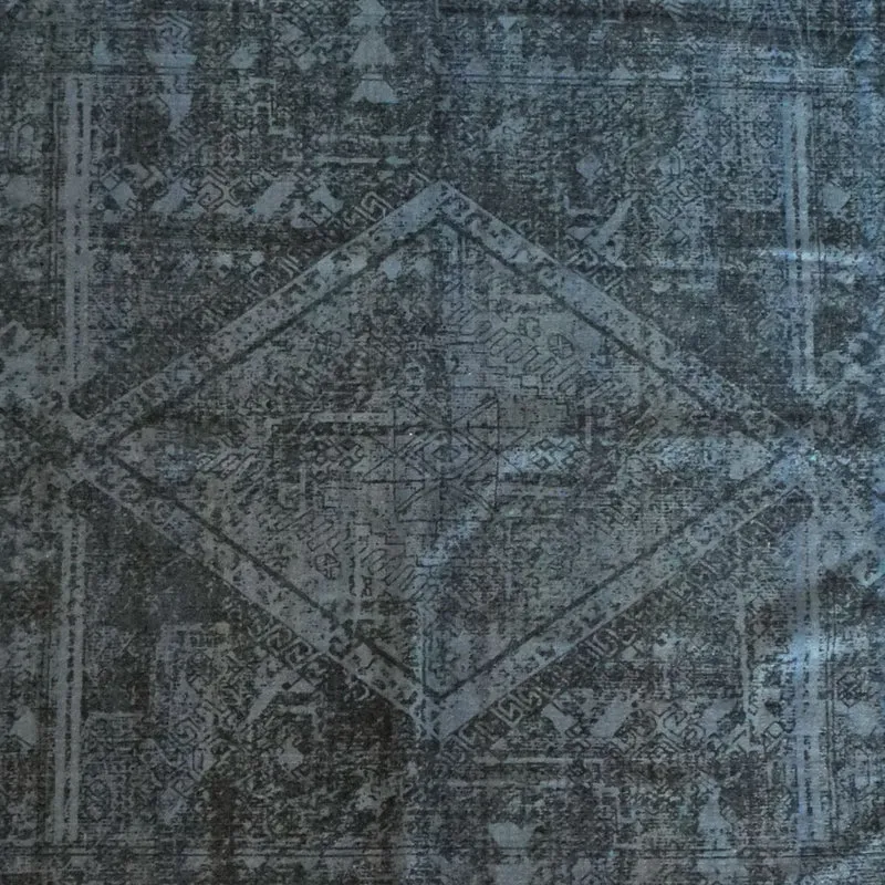 Tapis en laine & coton Vintage Grey/Blue