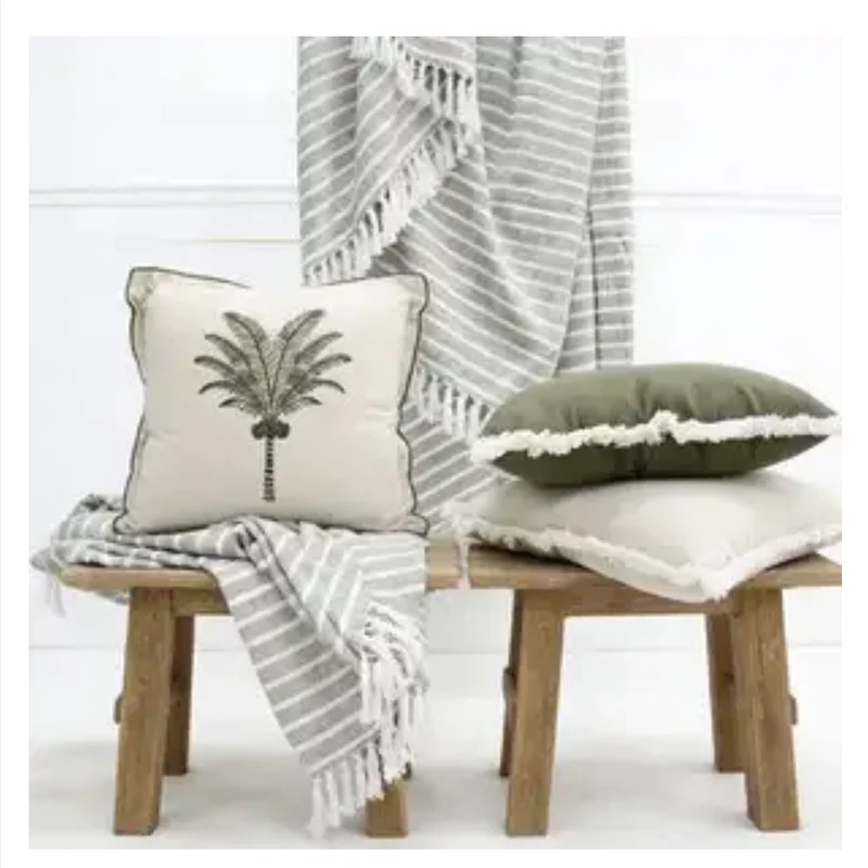 Green Palm - Ivory Cushion
