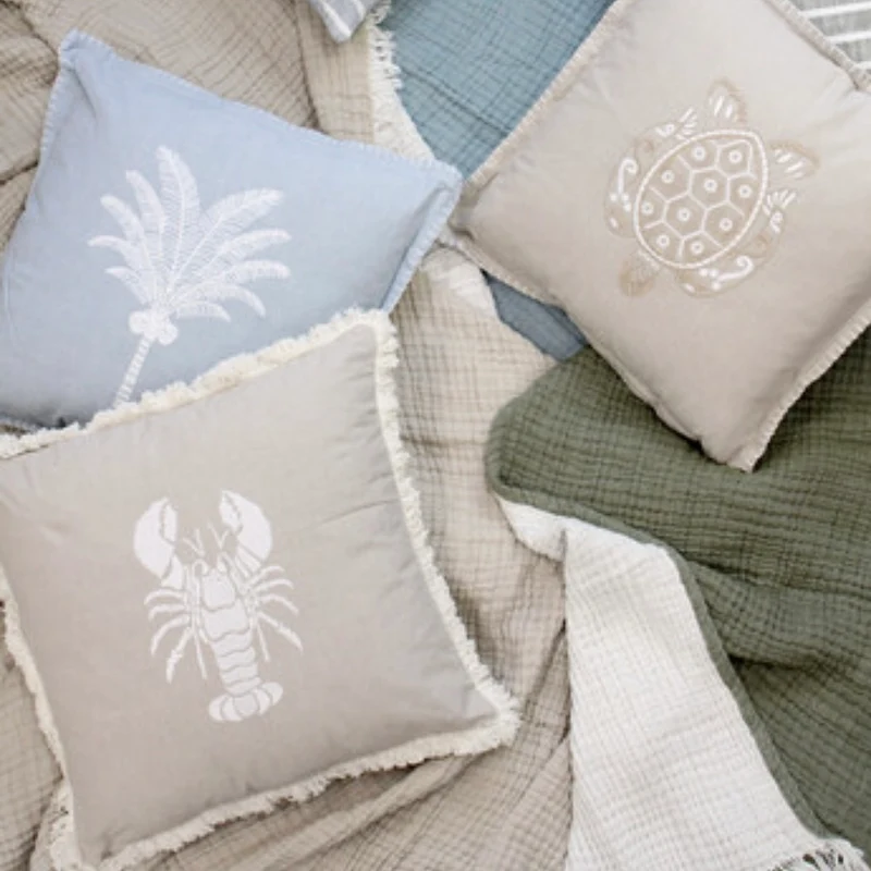 Palm Cushion - Blue