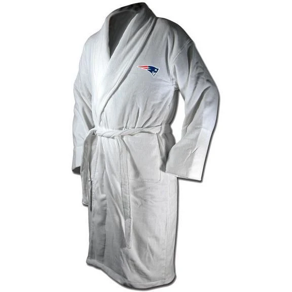 New England Patriots White Terrycloth Bathrobe