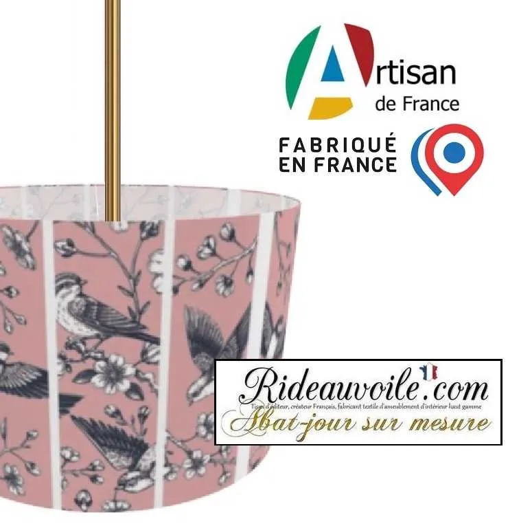 Acheter Abat-jour d'intérieur sur mesure tissu motif oiseaux style dessin rose vintage