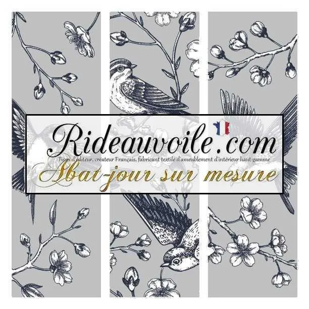 Fabrication luminaire d'intérieur sur mesure tissu motif oiseaux style dessin vintage