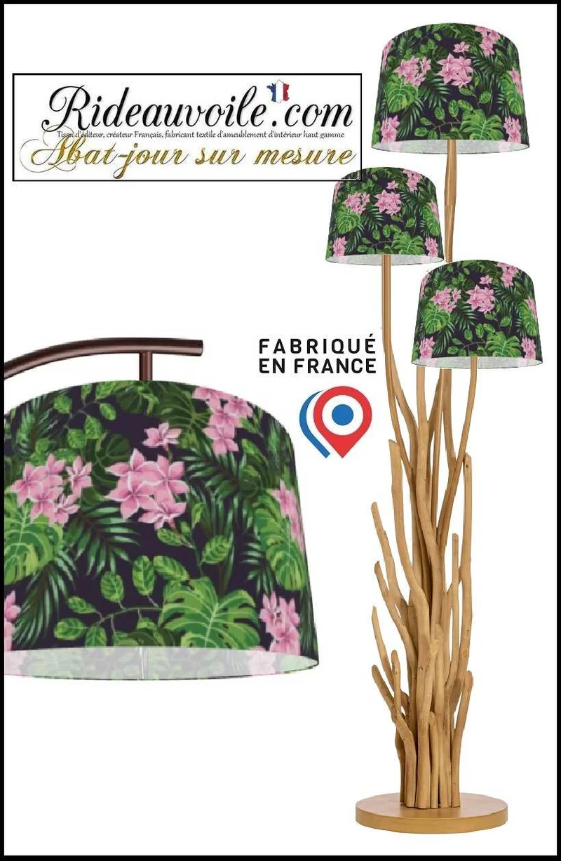 Création abat-jour rond cylindrique objet Luminaire floral Architecte Designer Intérieur