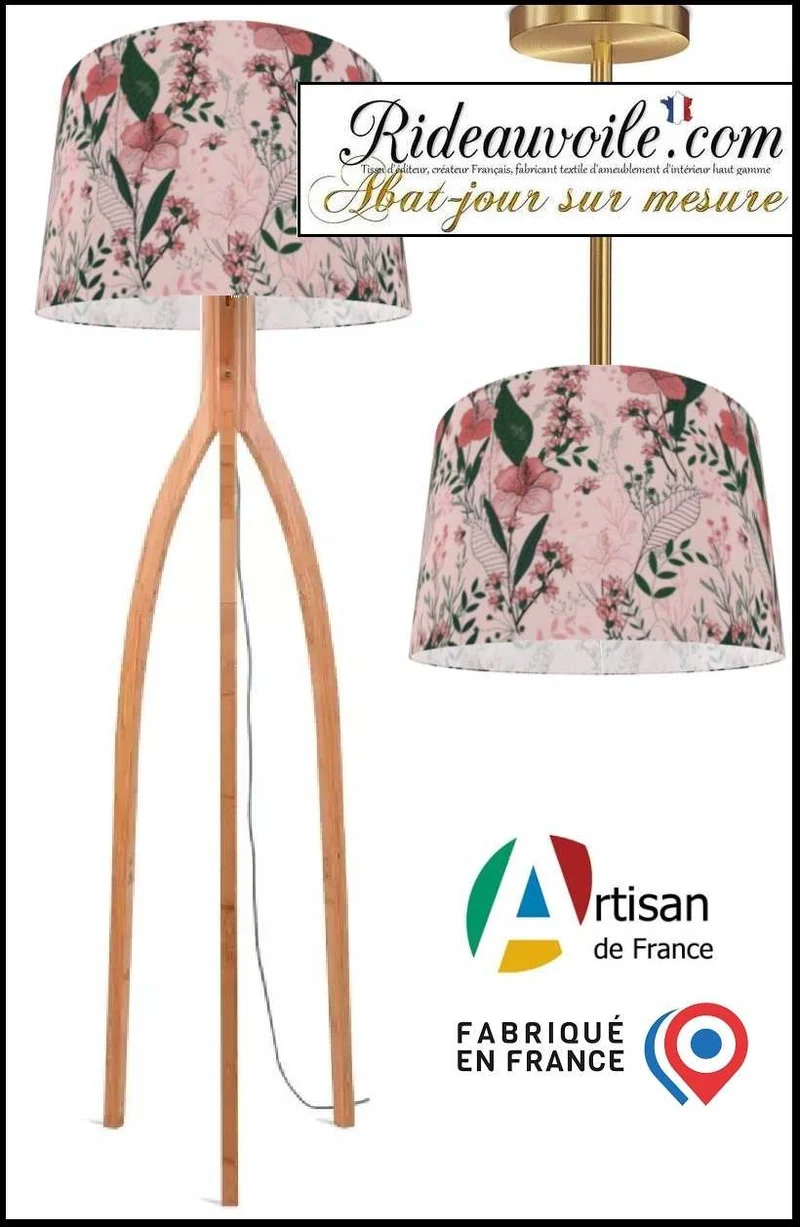 Création suspension confection abat-jour objet tambour luminaire sur mesure floral fleur