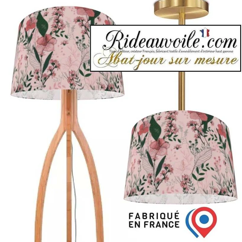 Création suspension confection abat-jour objet tambour luminaire sur mesure floral fleur