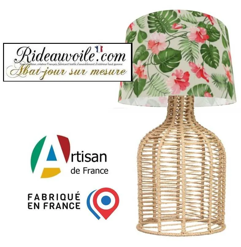Boutique luminaire suspension création abat-jour motif Exotique Fleurs tropicales