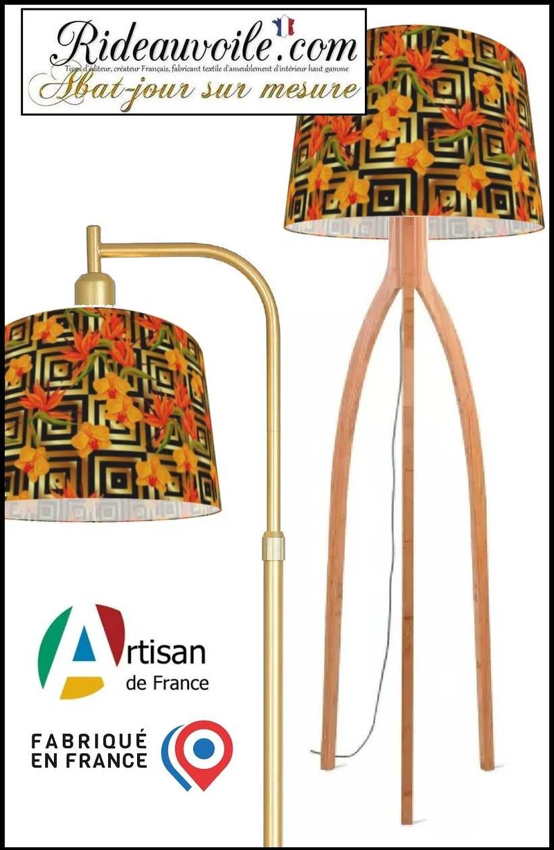 Boutique luminaire suspension création abat-jour motif Exotique Fleurs tropicales