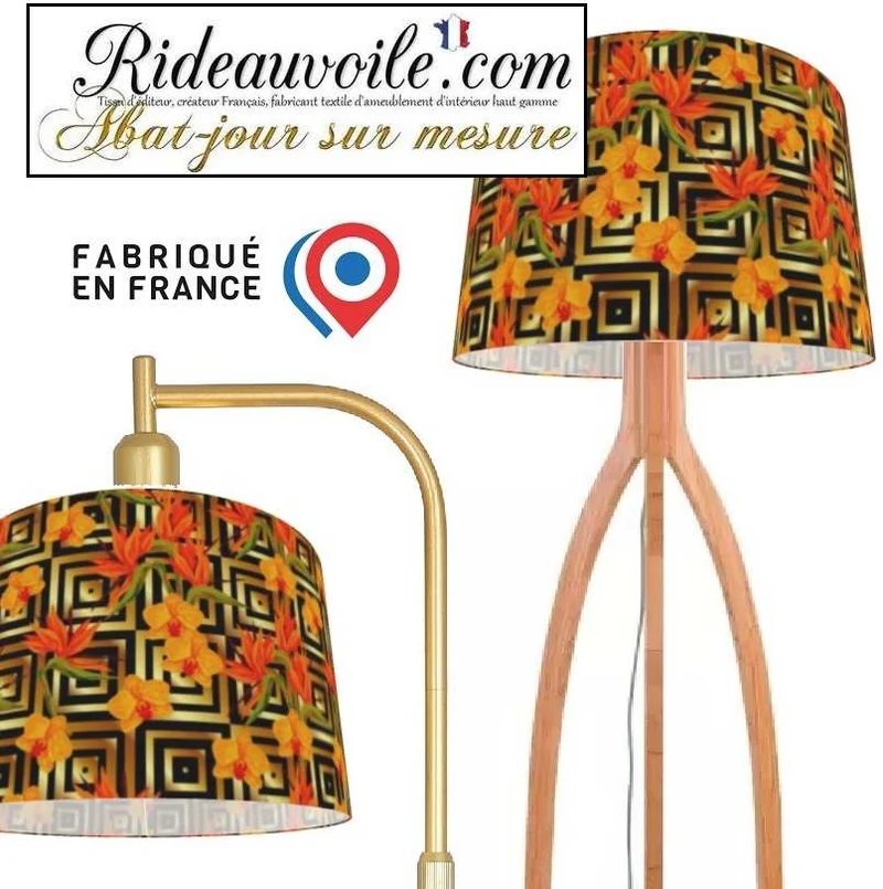 Boutique luminaire suspension création abat-jour motif Exotique Fleurs tropicales