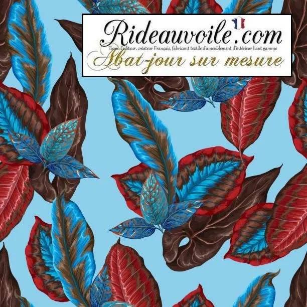 Fabrication suspension création abat-jour motif Exotique Feuille tropicale bleu rouge