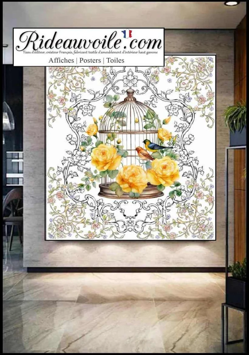 Tableau Affiche Poster Toile d'Art Nature découverte Cage Oiseaux décoration murale