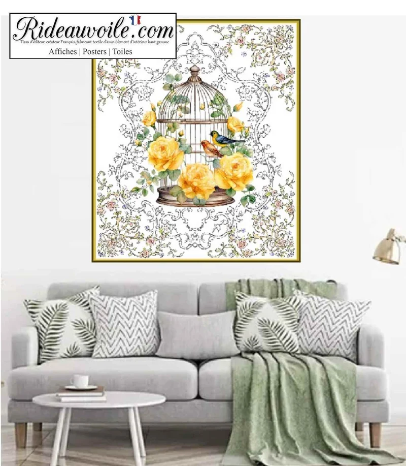 Tableau Affiche Poster Toile d'Art Nature découverte Cage Oiseaux décoration murale