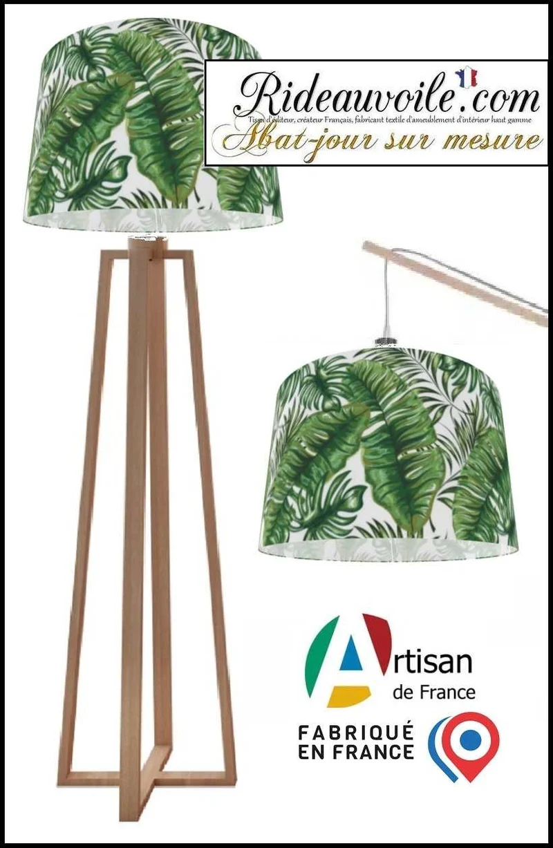 Fabrication suspension abat-jour sur mesure motif végétale Feuilles vertes palmeraie