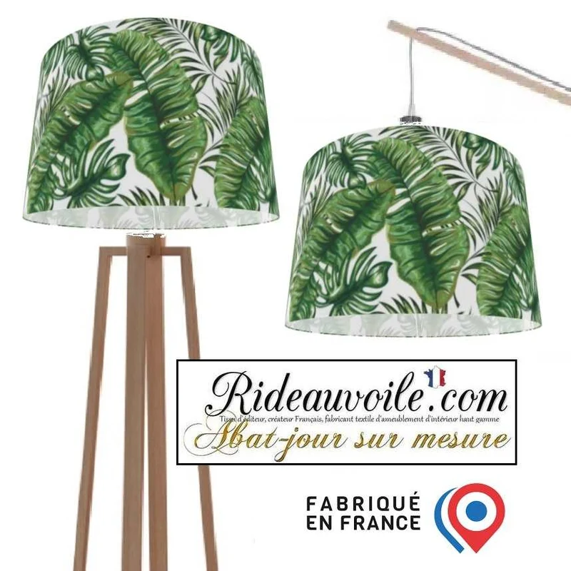 Fabrication suspension abat-jour sur mesure motif végétale Feuilles vertes palmeraie