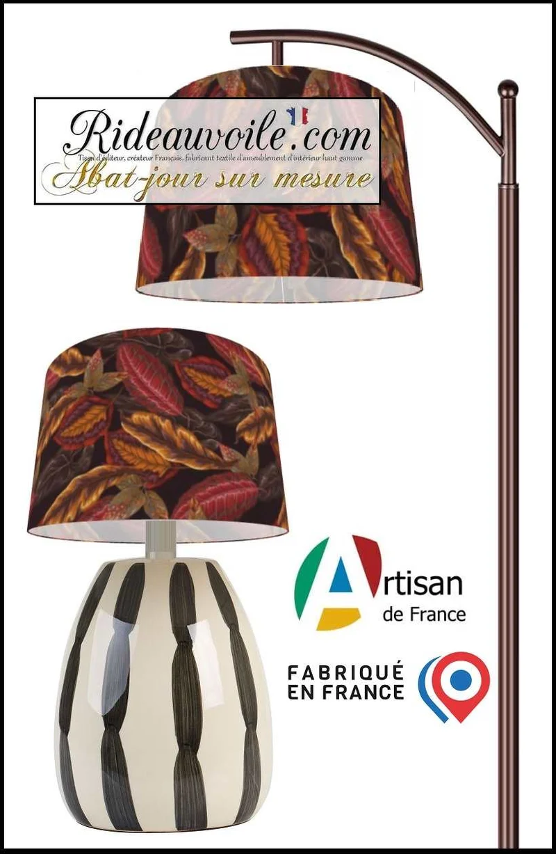Fabrication suspension abat-jour sur mesure motif végétale Feuilles brunes Automne