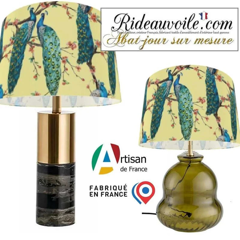 Agencement d'abat-jours tissu imprimé Création luminaires design et haut de gamme