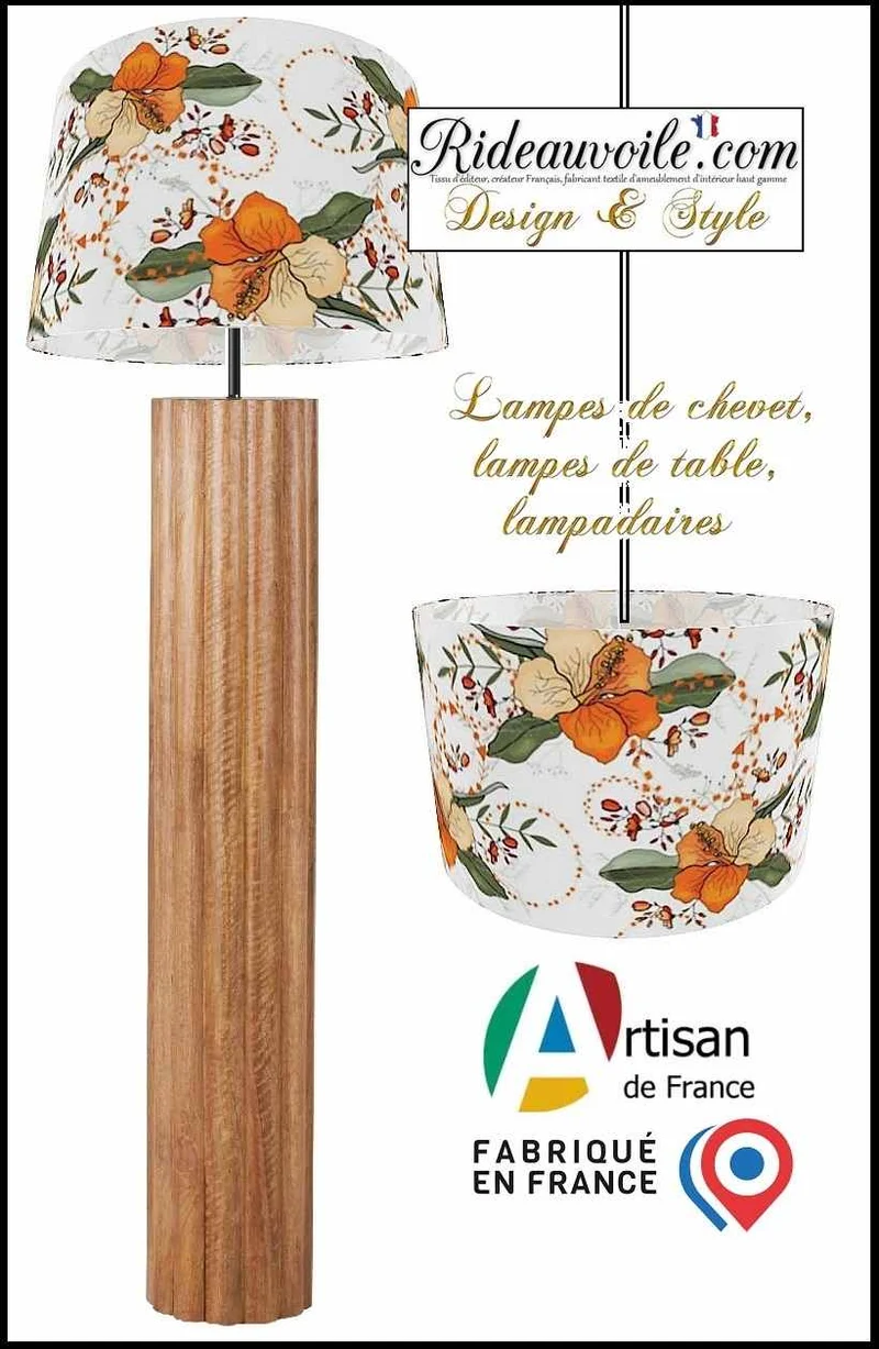 Créateur luminaire Abat-jour intérieur sur mesure tissu floral imprimé petites fleurs