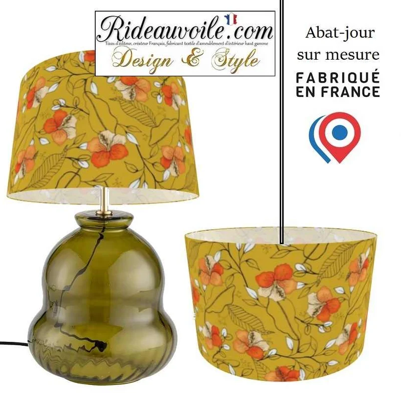 Créateur luminaire Abat-jour intérieur sur mesure tissu floral imprimé petites fleurs