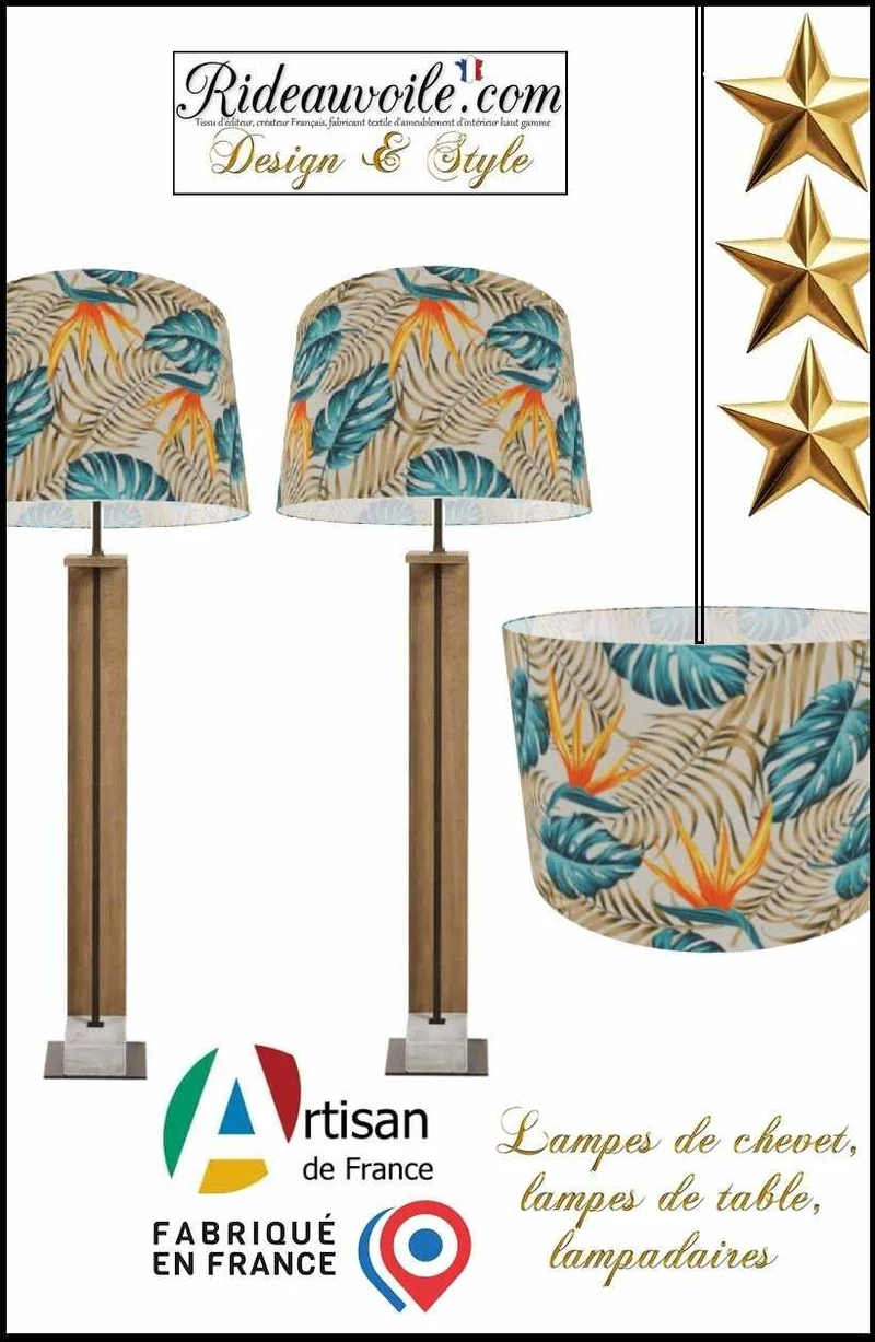 Créateur Abat-jour intérieur sur mesure tissu imprimé Exotique Tropicale Feuilles
