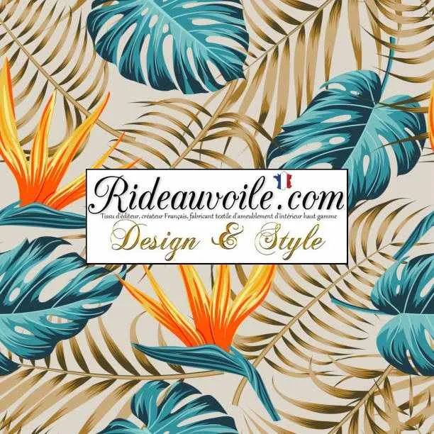 Créateur Abat-jour intérieur sur mesure tissu imprimé Exotique Tropicale Feuilles