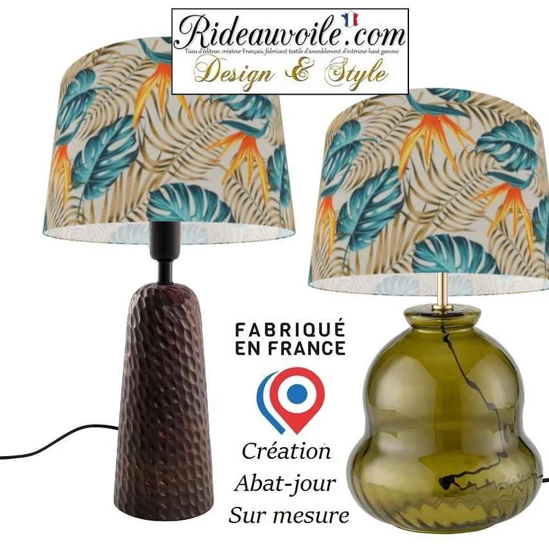 Créateur Abat-jour intérieur sur mesure tissu imprimé Exotique Tropicale Feuilles