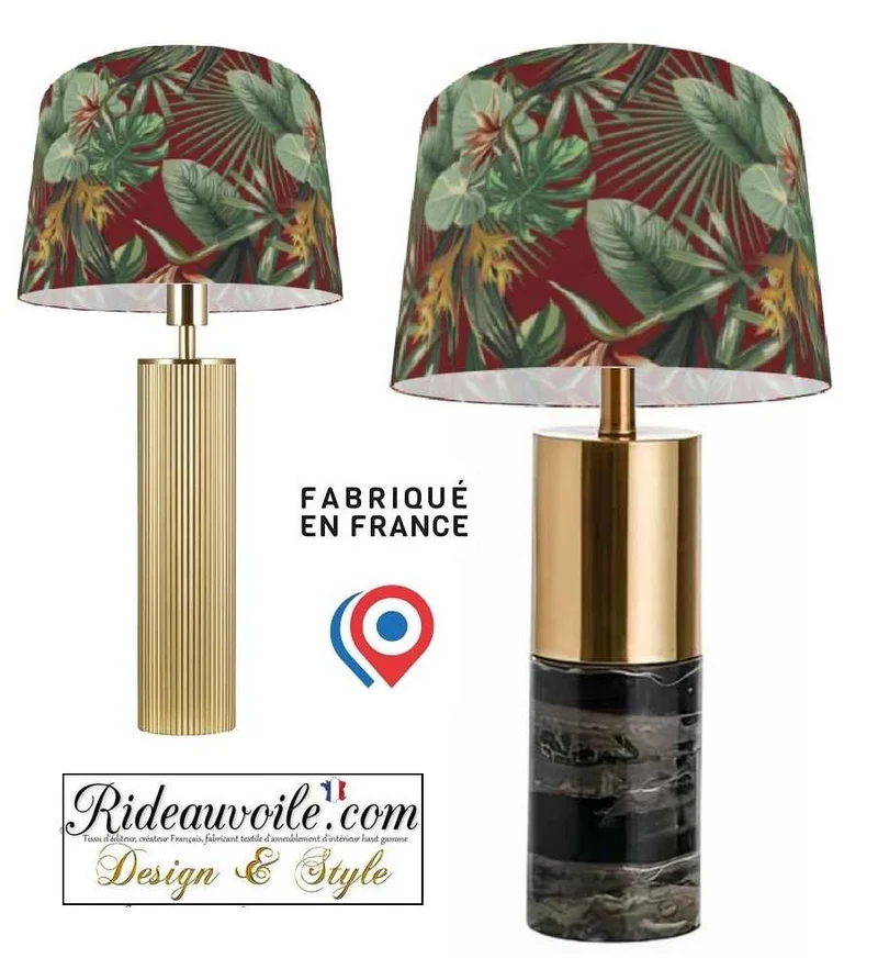 Confection Abat-jour intérieur sur mesure tissu imprimé Exotique Tropicale Feuilles