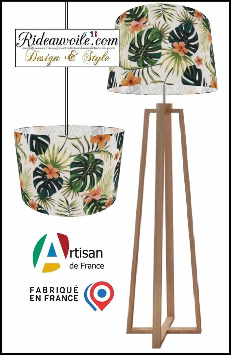 Confection Abat-jour intérieur sur mesure motif Exotique Tropicale Feuilles luminaire