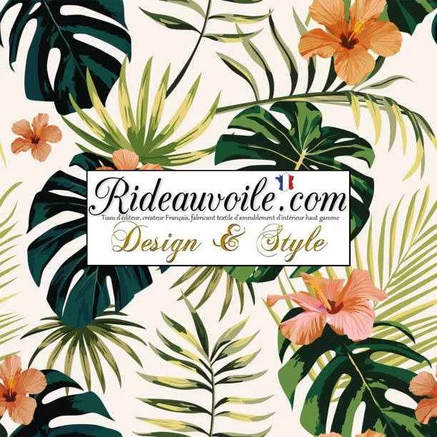 Confection Abat-jour intérieur sur mesure motif Exotique Tropicale Feuilles luminaire