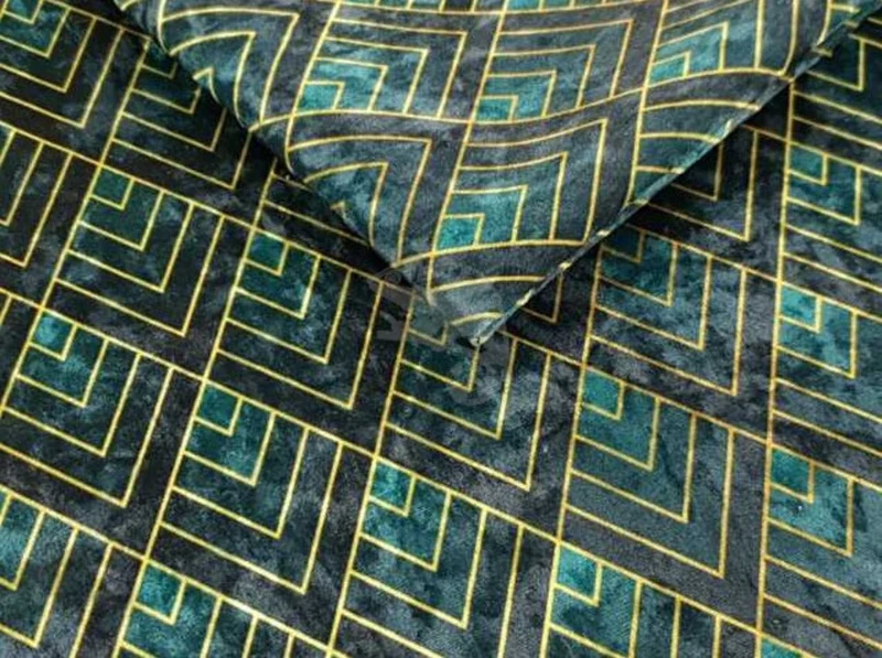 Bottle Green Art Deco Ornament Crushed Velvet