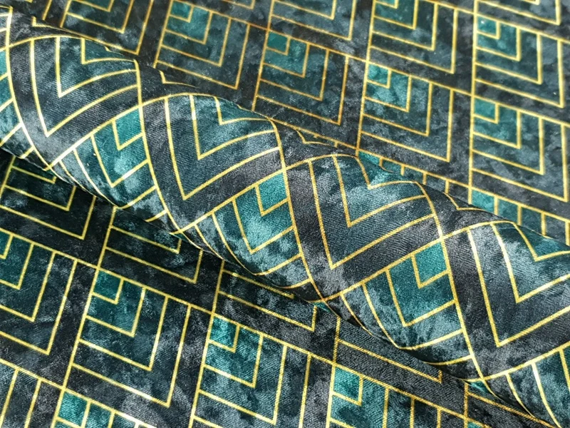 Bottle Green Art Deco Ornament Crushed Velvet