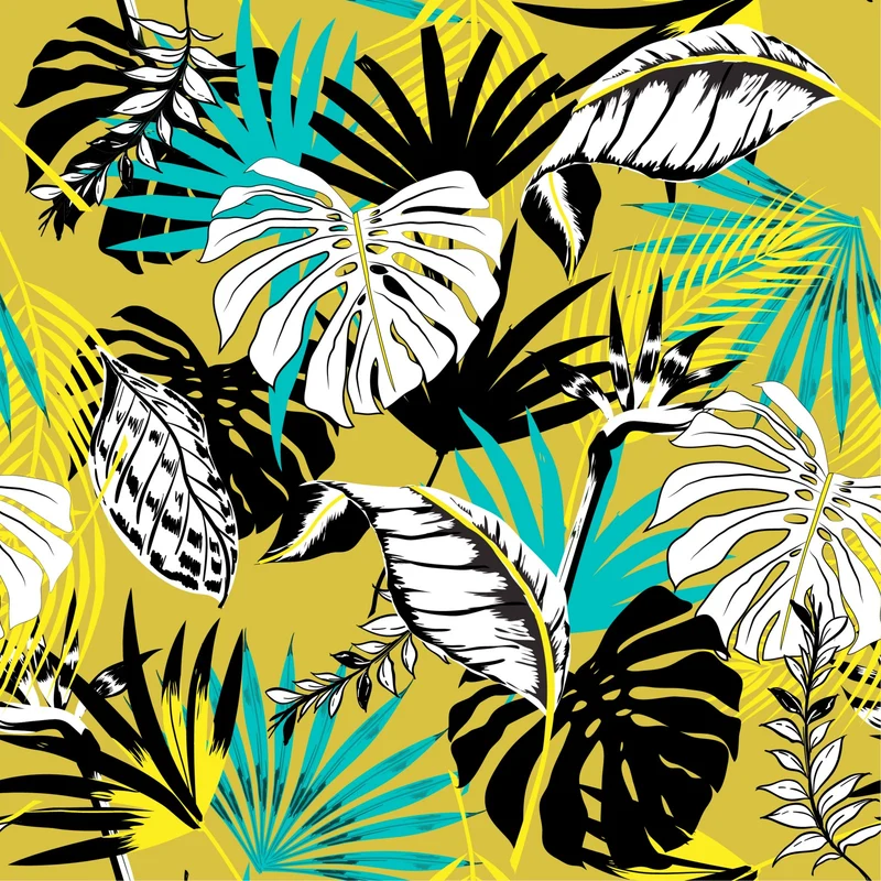 Yellow Tropical Palm Leaves