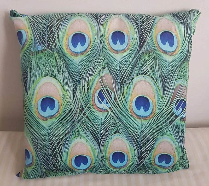 Peacock Feathers Decorative Cushion 40x40cm+