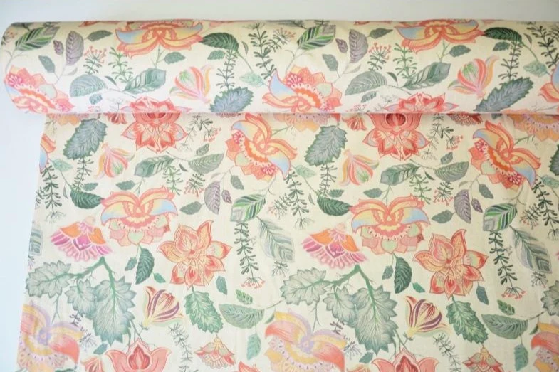 Natural Cotton Flowers width 280cm Sold By The Metre