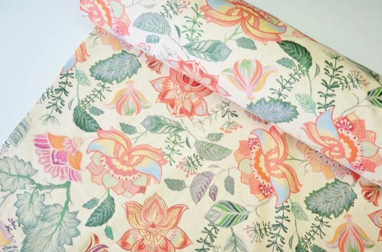 Natural Cotton Flowers width 280cm Sold By The Metre
