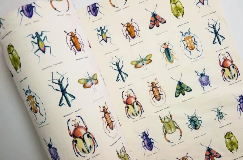 Natural Cotton Insects width 280cm Sold By The Metre