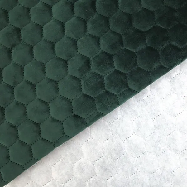 Honeycomb Quilted Green Velvet