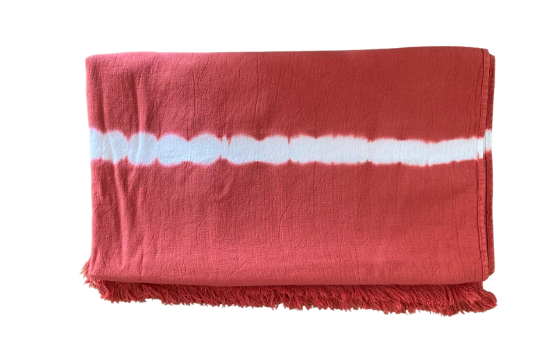 FOUTAS À FRANGES - Tie & Dye - rouge brique