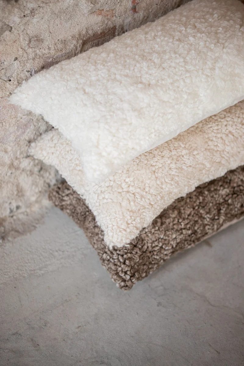 Housse de coussin en toison bouclée sahara