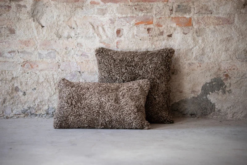 Housse de coussin en toison bouclée sahara
