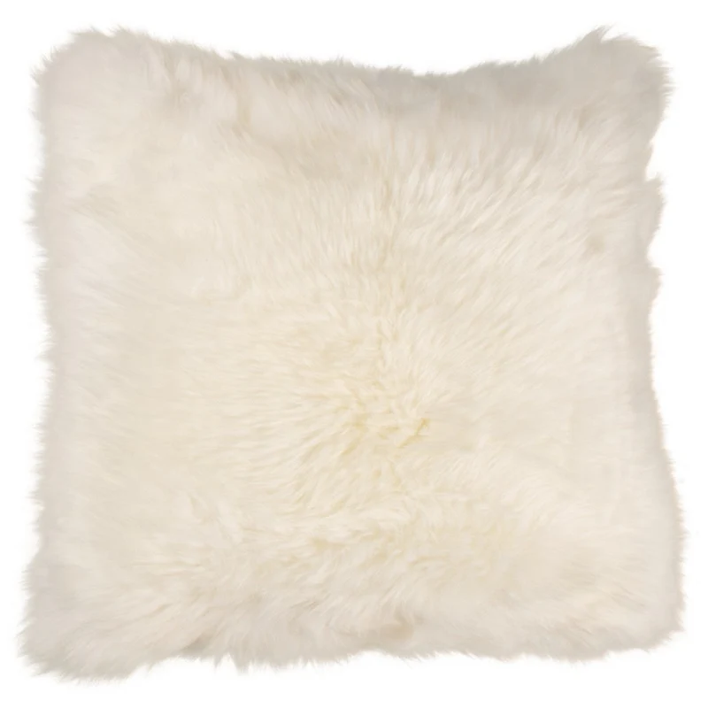 Housse de coussin en peau lainée de Nouvelle-Zélande blanc