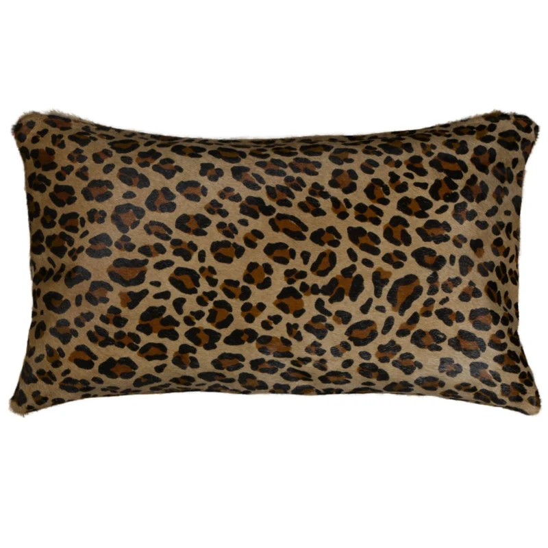 Housse de coussin en peau de vache à poils ras, motif panthère