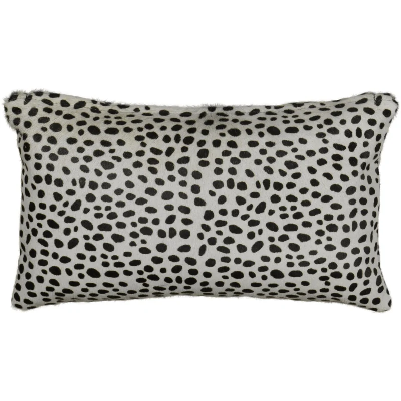 Housse de coussin en peau de vache à poils ras, motif dalmatien