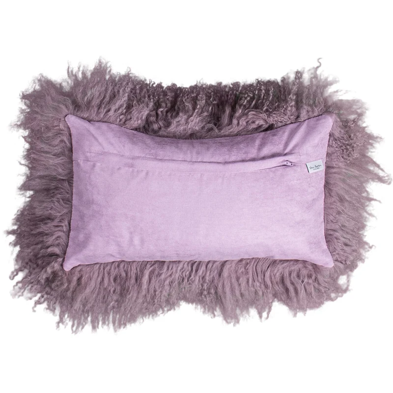 Housse de coussin en fourrure de mouton tibétain violet vintage