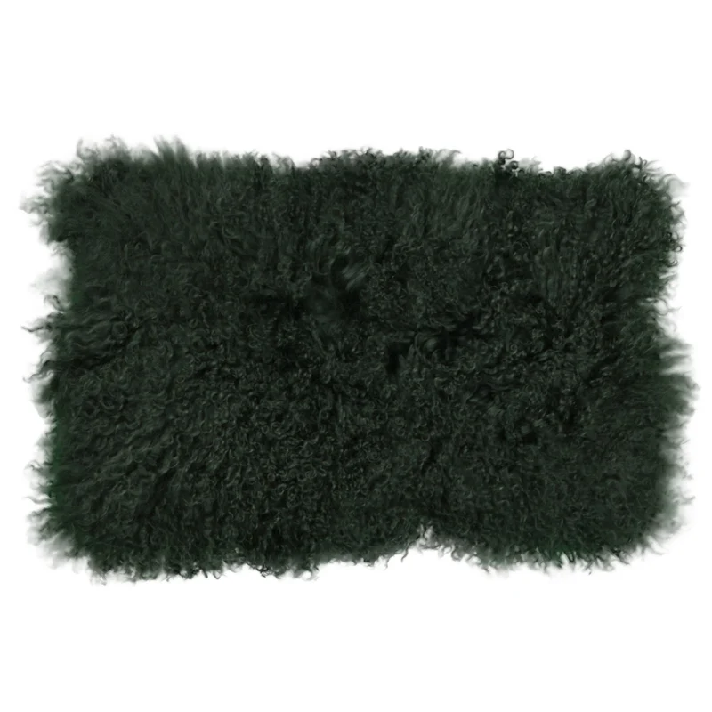 Housse de coussin en fourrure de mouton tibétain vert