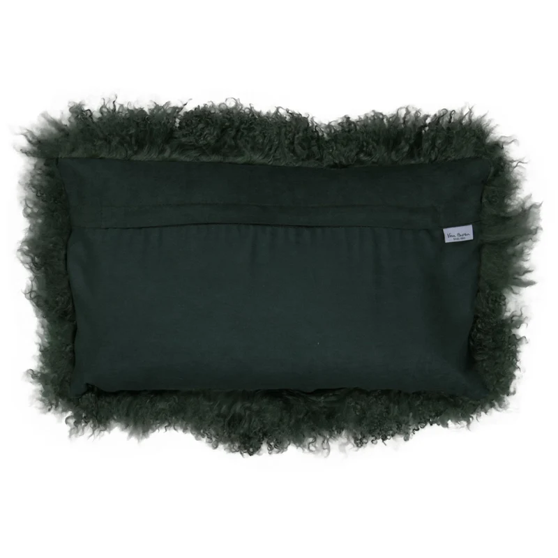Housse de coussin en fourrure de mouton tibétain vert