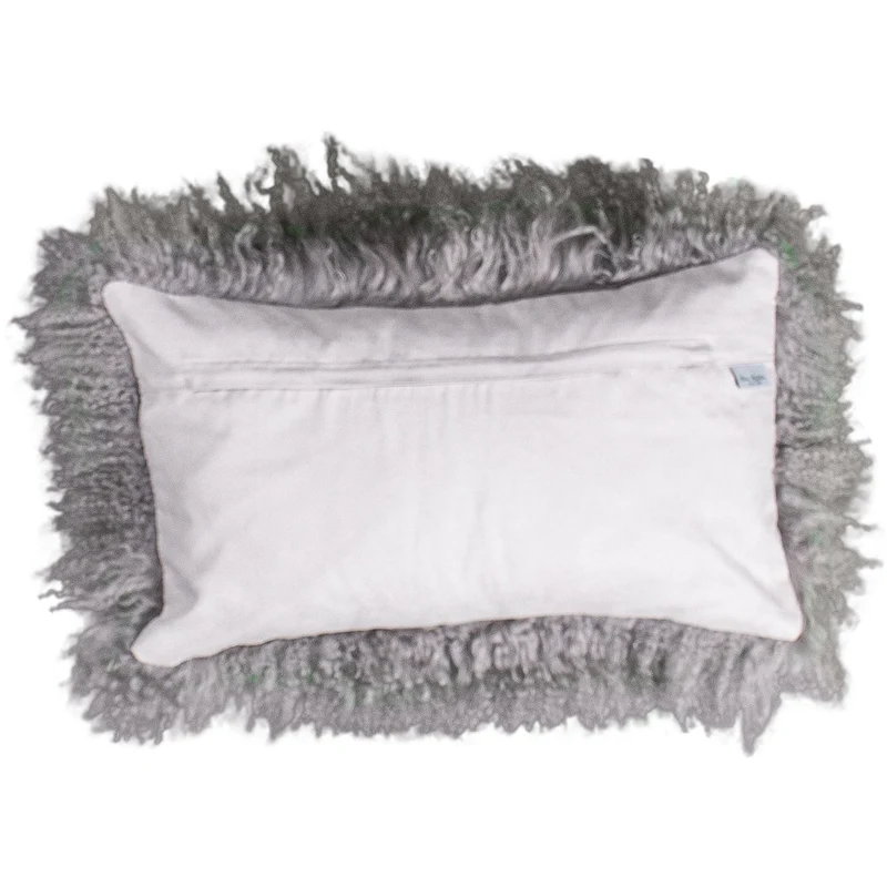 Housse de coussin en fourrure de mouton tibétain taupe