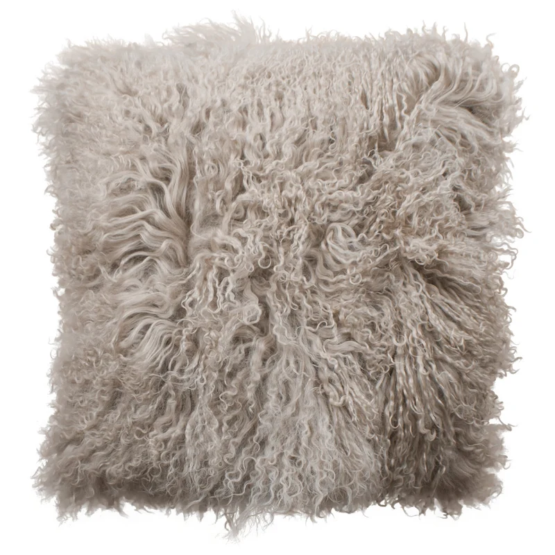 Housse de coussin en fourrure de mouton tibétain sable