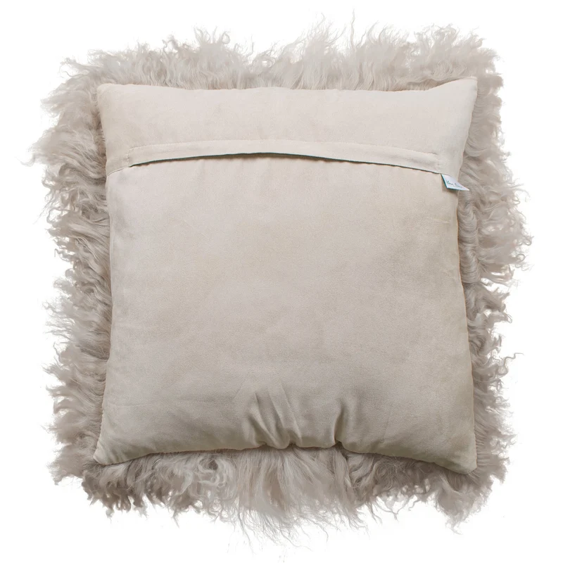 Housse de coussin en fourrure de mouton tibétain sable