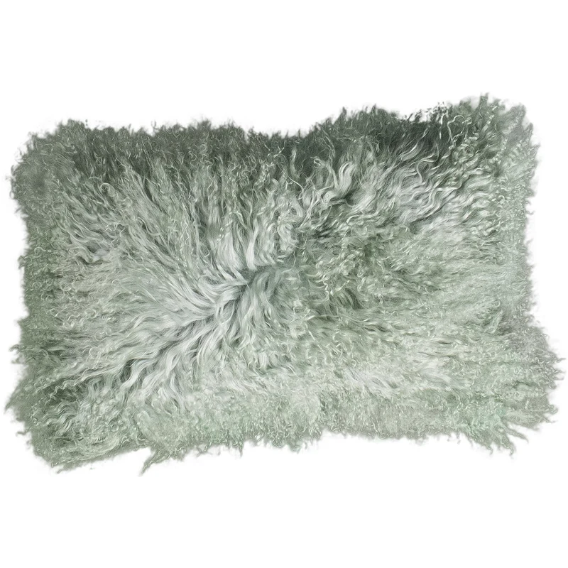 Housse de coussin en fourrure de mouton tibétain menthe